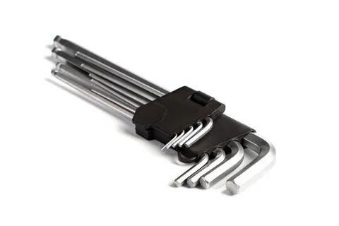 Hex keys set isolated on white background. Work tools for repair. Stock Photos