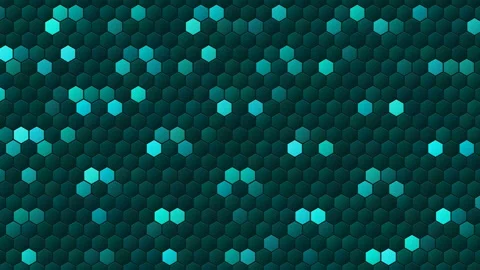 Hex Matrix 4K Electric Cyan rain Loop 스톡 동영상 322123000
