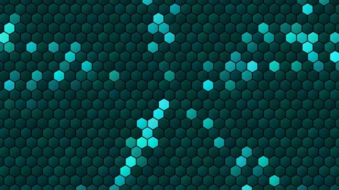 Hex Matrix 4K Electric Cyan atomic orbit Loop Stock Footage 322191941