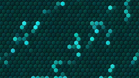 Hex Matrix 4K Electric Cyan breathing hive Loop  Video stock 322192262