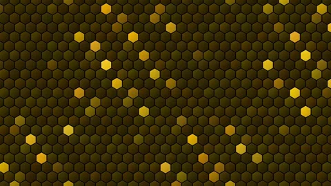 Hex Matrix 4K Luxury Gold checker move Loop  Stock Footage 322202089