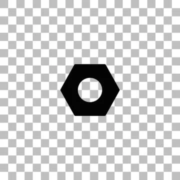Hex nut icon flat Stock Illustration