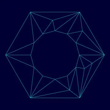 Hex nut low poly triangulation triangulated polygonal electric cyan blue vibr Stock Illustration