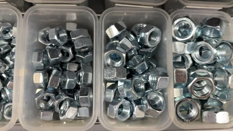 Hex nuts boxes top view Stock Footage 247899913