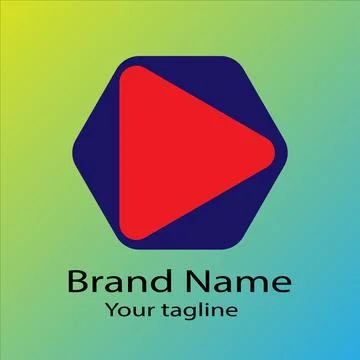 Hex Play Button logo design 스톡 일러스트