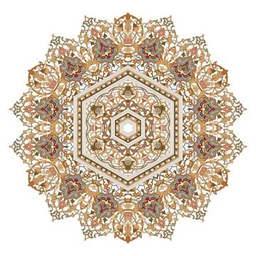 Hex repeating pattern with intricate ornament Flower Mandala イラスト素材
