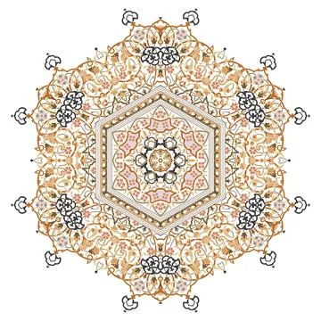 Hex repeating pattern with intricate ornament Flower Mandala イラスト素材