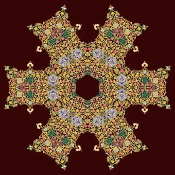 Hex repeating pattern with intricate ornament Flower Mandala Illustrazione stock