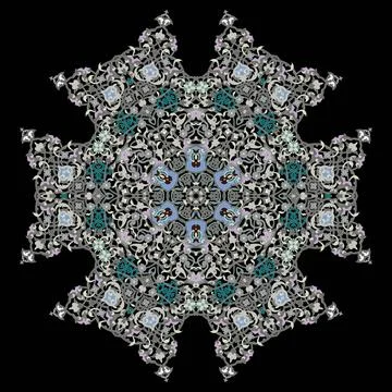 Hex repeating pattern with intricate ornament Flower Mandala イラスト素材