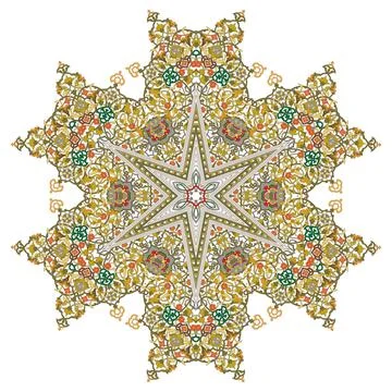 Hex repeating pattern with intricate ornament Flower Mandala イラスト素材