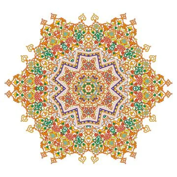 Hex repeating pattern with intricate ornament Flower Mandala イラスト素材