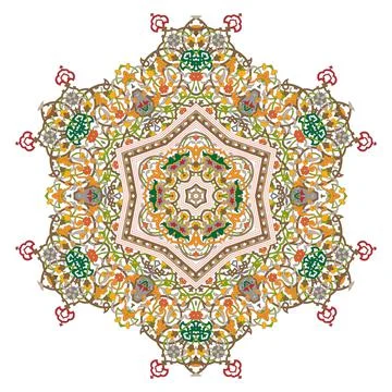 Hex repeating pattern with intricate ornament Flower Mandala イラスト素材