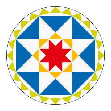 Hex sign with octagram pattern, a symbol of luck and good fortune イラスト素材