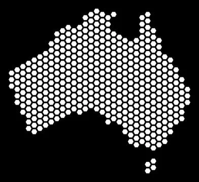 Hex Tile Australia Map Stock Illustration