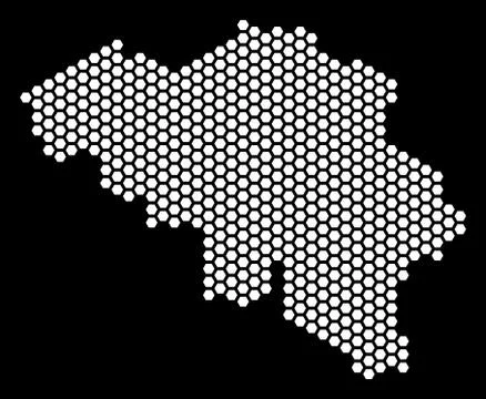 Hex Tile Belgium Map Stock Illustration