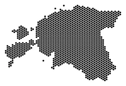 Hex-Tile Estonia Map Stock Illustration