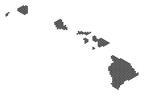 Hex Tile Havaii Islands Map Stock Illustration