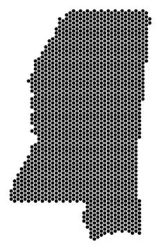 Hex Tile Mississippi State Map Stock Illustration