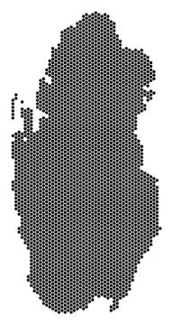 Hex Tile Qatar Map Stock Illustration