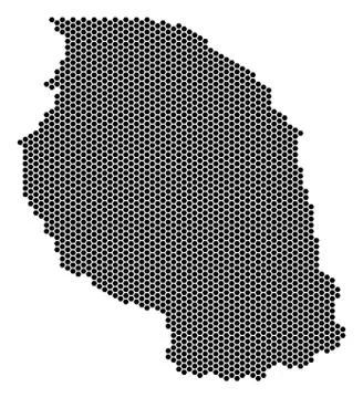 Hex Tile Tanzania Map Stock Illustration