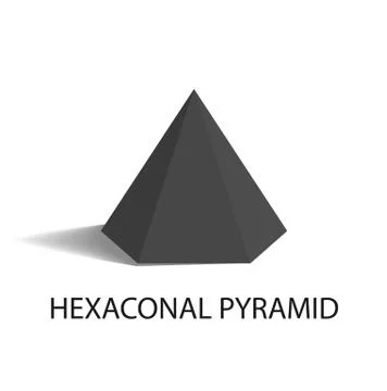 Hexaconal Pyramid Geometric Shape in Black Color Stock Illustration