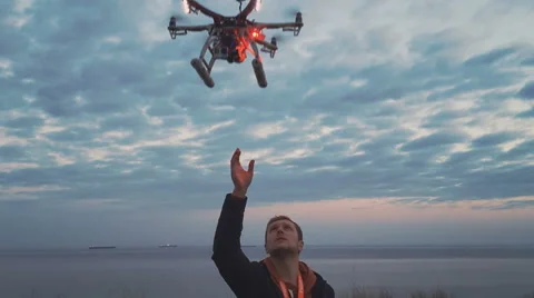 Hexacopter drone lands on your hands Stock-Footage 63452106