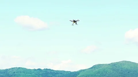 Hexacopter hovering in the air, slow motion HD 스톡 동영상 79539902
