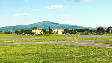 Hexacopter taking off from the airfield, slow motion HD Stock Footage 75462166