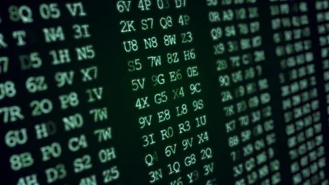 Hexadecimal abstract green code running up a computer screen. 写真素材