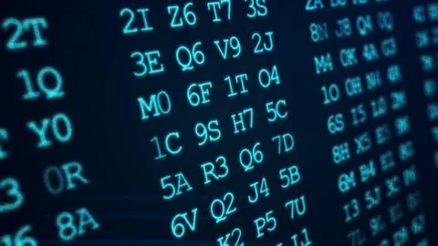 Hexadecimal abstract green code running up a computer screen. 写真素材