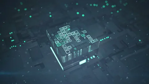 Hexadecimal big data digital code seamless loop 3D render animation Stock Footage 120429437