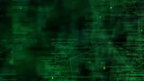 Hexadecimal big data digital code running through black and blue mainframe in a Stock Footage 164215639