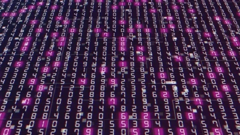 Hexadecimal Big Data Digital Code With Random Pink Light. Data Processing. Stock Footage 194798533