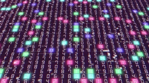 Hexadecimal Big Data Digital Code. Data Processing. Network Connection. 4K Stock Footage 194798545