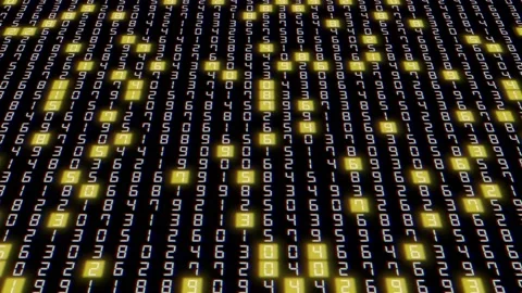 Hexadecimal Big Data Digital Code With Random Yellow Light. Data Processing. Stock Footage 194798756