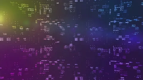 Hexadecimal big data digital code running through black and blue mainframe in a Stock Footage 195006342