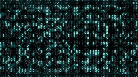 Hexadecimal big data digital code running through black and blue mainframe in a  Video stock 195780705