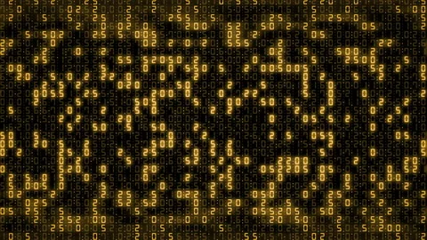 Hexadecimal big data digital code running through black and blue mainframe in a  Stock Footage 195781570