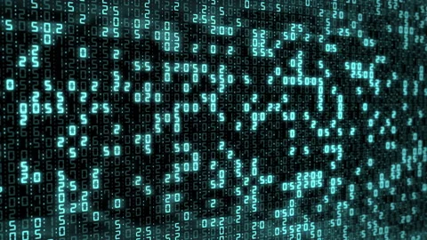 Hexadecimal big data digital code running through black and blue mainframe in a  Stock Footage 195781938