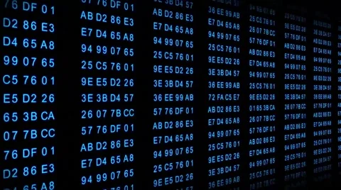 Hexadecimal Code - Data flow - blue Video stock 41531735