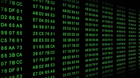 Hexadecimal Code - Data flow - green Stock Footage 41531764