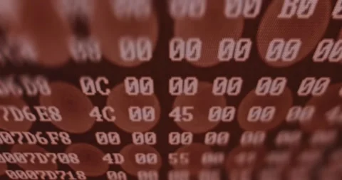 Hexadecimal code running on screen Stock Footage 321761394