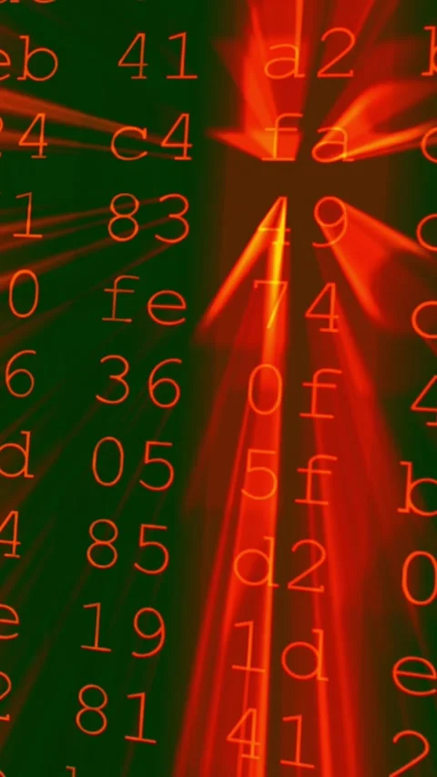 Hexadecimal code streaming on a computer screen Stock Footage 327725987