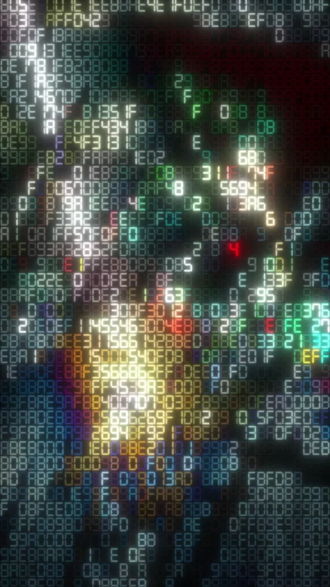 Hexadecimal digital code streaming on screen Video stock 346400830