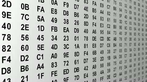 Hexadecimal digital data columns tilt loop Stock Footage