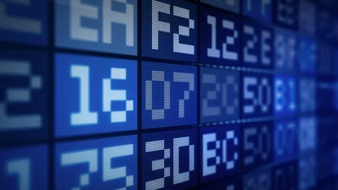 Hexadecimal digits randomly changing on blue digital information display Video stock 116463749
