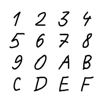 Hexadecimal Digits Scribble Sketch Stock Illustration