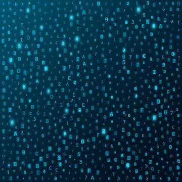 Hexadecimal number system. Abstract modern background. Glowing numbers and .. Illustration