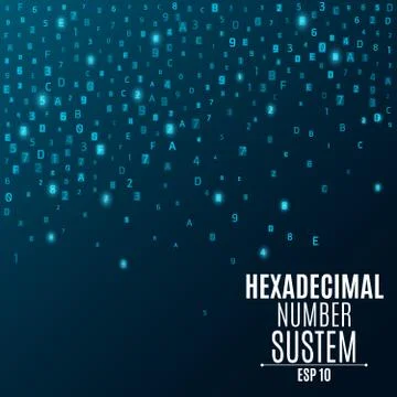 Hexadecimal number system. Abstract, modern background. Glowing numbers and.. Stock Illustration