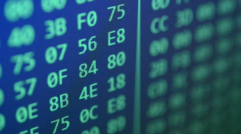Hexadecimal program code scrolling background, seamless loop Video stock 51434510